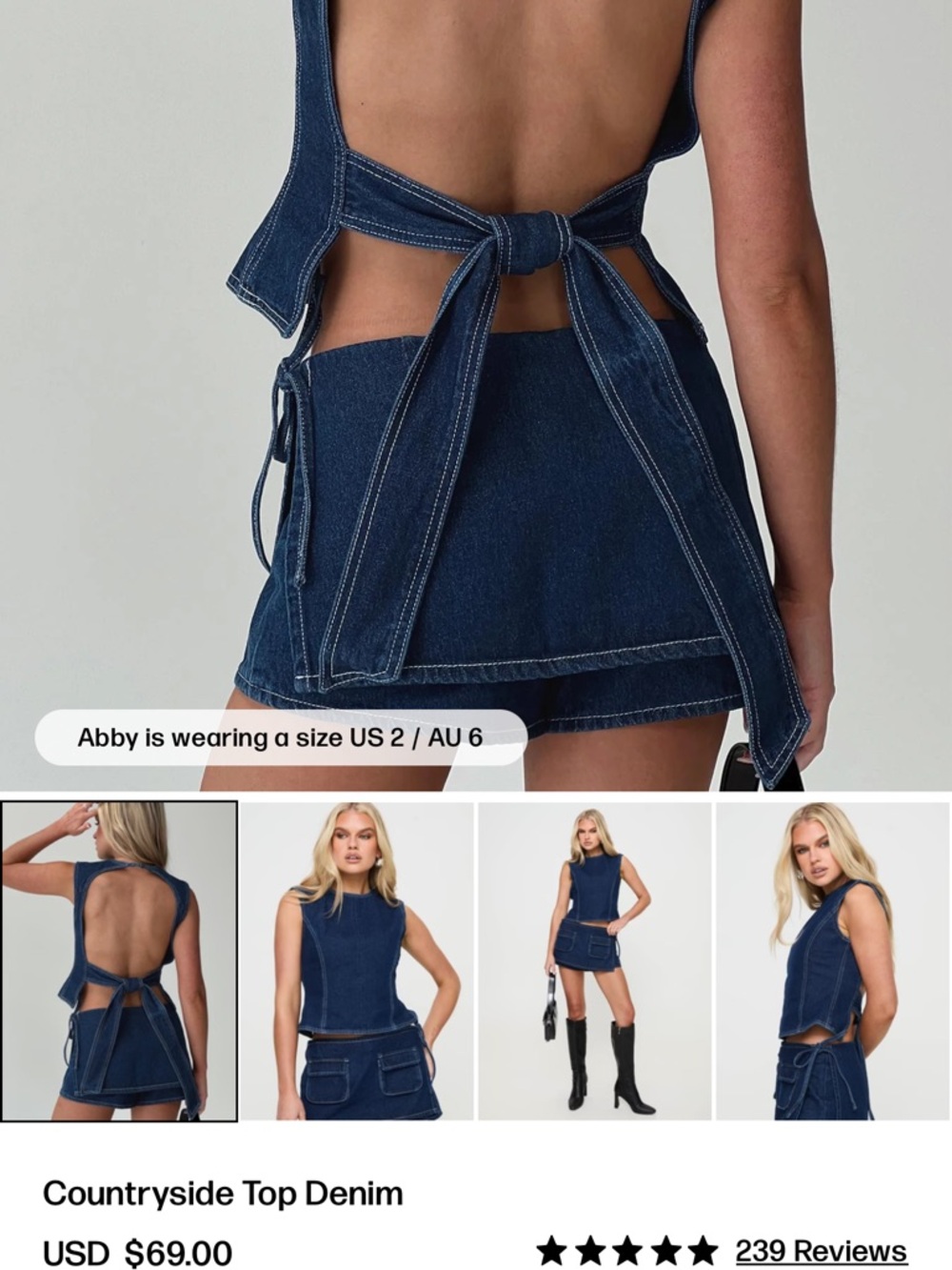 Lioness Dark Indigo Denim top